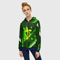 Толстовка на молнии женская Doom geometry green, цвет: 3D-синий — фото 2