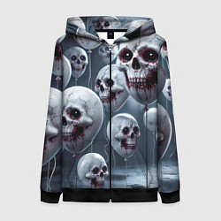 Толстовка на молнии женская Шарики черепа, цвет: 3D-черный
