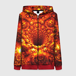 Толстовка на молнии женская Фрактал абстракция, цвет: 3D-красный