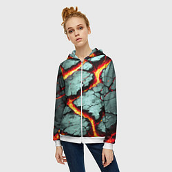 Толстовка на молнии женская Треснувший камень жёлтый, цвет: 3D-белый — фото 2