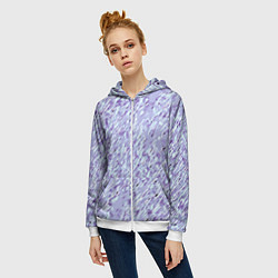 Толстовка на молнии женская Холодный сиреневый текстурированный, цвет: 3D-белый — фото 2