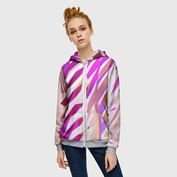 Толстовка на молнии женская Бело-розовая абстракция, цвет: 3D-меланж — фото 2