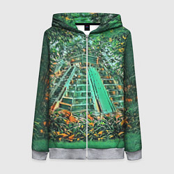 Женская толстовка на молнии Башня в джунглях