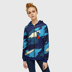 Толстовка на молнии женская Синий камуфляж русская сила, цвет: 3D-синий — фото 2