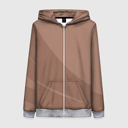 Толстовка на молнии женская Мокко Мусс однотонный с полосой, цвет: 3D-меланж