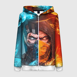 Толстовка на молнии женская Mortal Kombat - Саб-зиро и Скорпион, цвет: 3D-белый