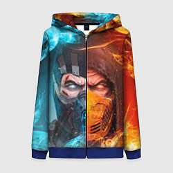 Толстовка на молнии женская Mortal Kombat - Саб-зиро и Скорпион, цвет: 3D-синий