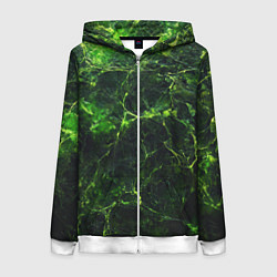Толстовка на молнии женская Зеленая ядовитая текстура, цвет: 3D-белый