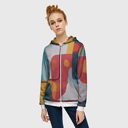 Толстовка на молнии женская Абстракция с прямоугольниками, цвет: 3D-белый — фото 2