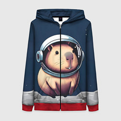 Женская толстовка на молнии Капибара космонавт в космосе