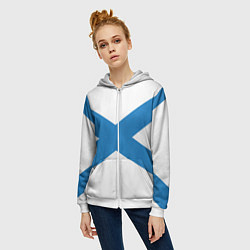 Толстовка на молнии женская Военно-морской флот: Андреевский флаг, цвет: 3D-белый — фото 2