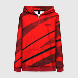 Женская толстовка на молнии Sport красный с чёрным полосами