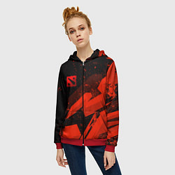 Толстовка на молнии женская Dota 2 - красные брызги, цвет: 3D-красный — фото 2
