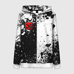 Толстовка на молнии женская Дота 2 - белые брызги, цвет: 3D-белый