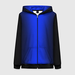 Толстовка на молнии женская Чёрно-синий градиент по центру, цвет: 3D-черный