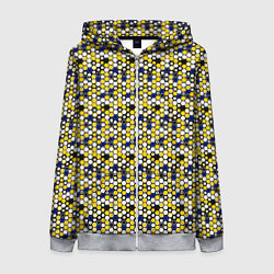 Толстовка на молнии женская Киберпанк шестиугольники жёлтые, цвет: 3D-меланж