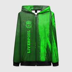Толстовка на молнии женская Liverpool - green gradient по-вертикали, цвет: 3D-черный