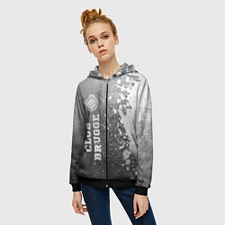 Толстовка на молнии женская Club Brugge - grey gradient по-вертикали, цвет: 3D-черный — фото 2