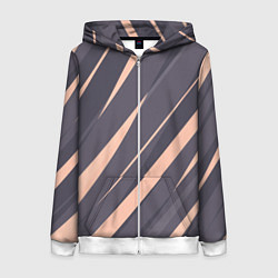 Толстовка на молнии женская Перламутровый серый полосы, цвет: 3D-белый
