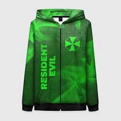 Толстовка на молнии женская Resident Evil - green gradient вертикально, цвет: 3D-черный