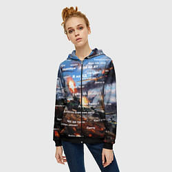 Толстовка на молнии женская Сленг геймеров танкистов, цвет: 3D-черный — фото 2