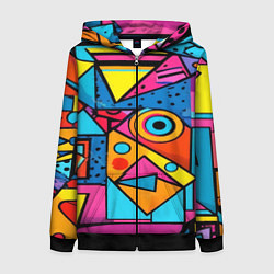 Толстовка на молнии женская Кислая геометрия, цвет: 3D-черный