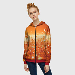 Толстовка на молнии женская Оранжевые блестящие частицы текстура, цвет: 3D-красный — фото 2