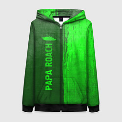 Толстовка на молнии женская Papa Roach - green gradient по-вертикали, цвет: 3D-черный