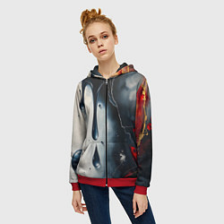Толстовка на молнии женская Сюрреалистичная абстракция с каплями, цвет: 3D-красный — фото 2