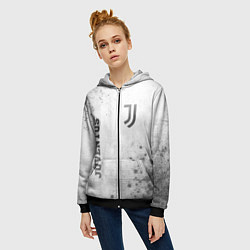 Толстовка на молнии женская Juventus - white gradient вертикально, цвет: 3D-черный — фото 2