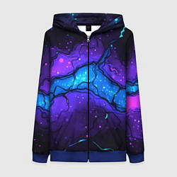 Толстовка на молнии женская Синяя звездная полоса в плите текстура, цвет: 3D-синий