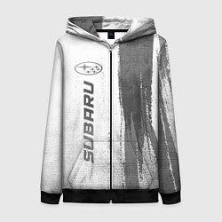 Толстовка на молнии женская Subaru - white gradient по-вертикали, цвет: 3D-черный