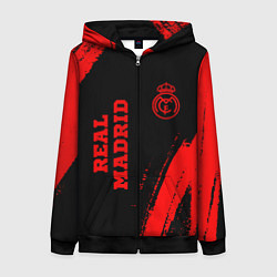 Толстовка на молнии женская Real Madrid - red gradient вертикально, цвет: 3D-черный
