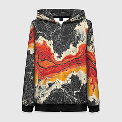 Толстовка на молнии женская Красно-черная потертая текстура, цвет: 3D-черный