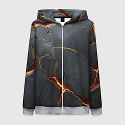 Толстовка на молнии женская Серая текстура с золотым изломом, цвет: 3D-меланж