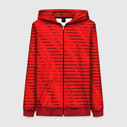 Толстовка на молнии женская Красный полосатый, цвет: 3D-красный