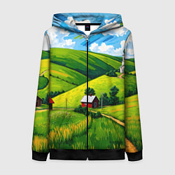 Женская толстовка на молнии Русская деревенька