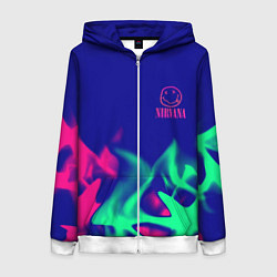 Толстовка на молнии женская Nirvana fire neon, цвет: 3D-белый
