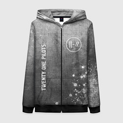 Толстовка на молнии женская Twenty One Pilots - grey gradient вертикально, цвет: 3D-черный