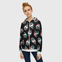 Толстовка на молнии женская Skyrim glitch logo patten, цвет: 3D-белый — фото 2