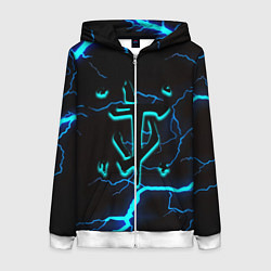 Толстовка на молнии женская Doom молнии неоновые, цвет: 3D-белый