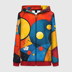 Толстовка на молнии женская Динамичный красочный паттерн, цвет: 3D-красный