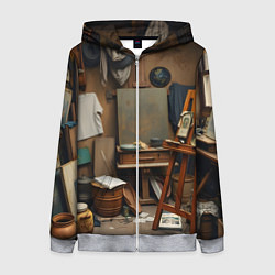 Толстовка на молнии женская Мастерская художника, цвет: 3D-меланж