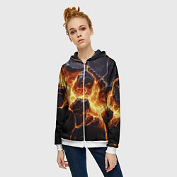 Толстовка на молнии женская Золотая лава текстура, цвет: 3D-белый — фото 2