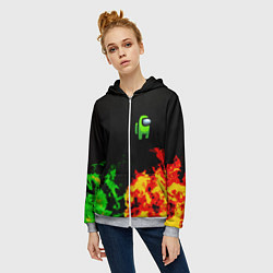 Толстовка на молнии женская Амонг ас огненная текстура, цвет: 3D-меланж — фото 2