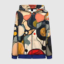 Толстовка на молнии женская Абстракция с кругами и краской, цвет: 3D-синий