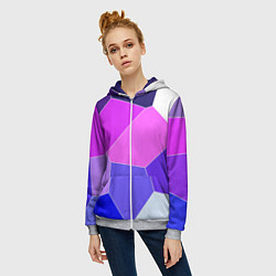Толстовка на молнии женская Сине-розовый крупные фрагменты, цвет: 3D-меланж — фото 2