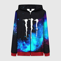 Толстовка на молнии женская Monster energy космос, цвет: 3D-красный