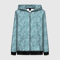 Женская толстовка на молнии Бирюзовый деревенский узор ретро