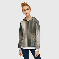 Толстовка на молнии женская Размытые серо-бежевые полосы, цвет: 3D-белый — фото 2